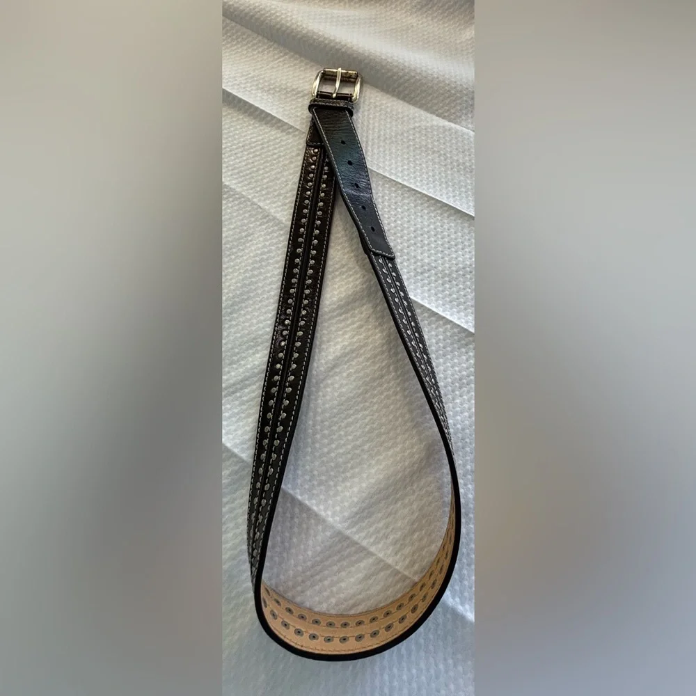 MICHAEL KORS Black Genuine Leather Belt with Silver Stud-like Accents Size L